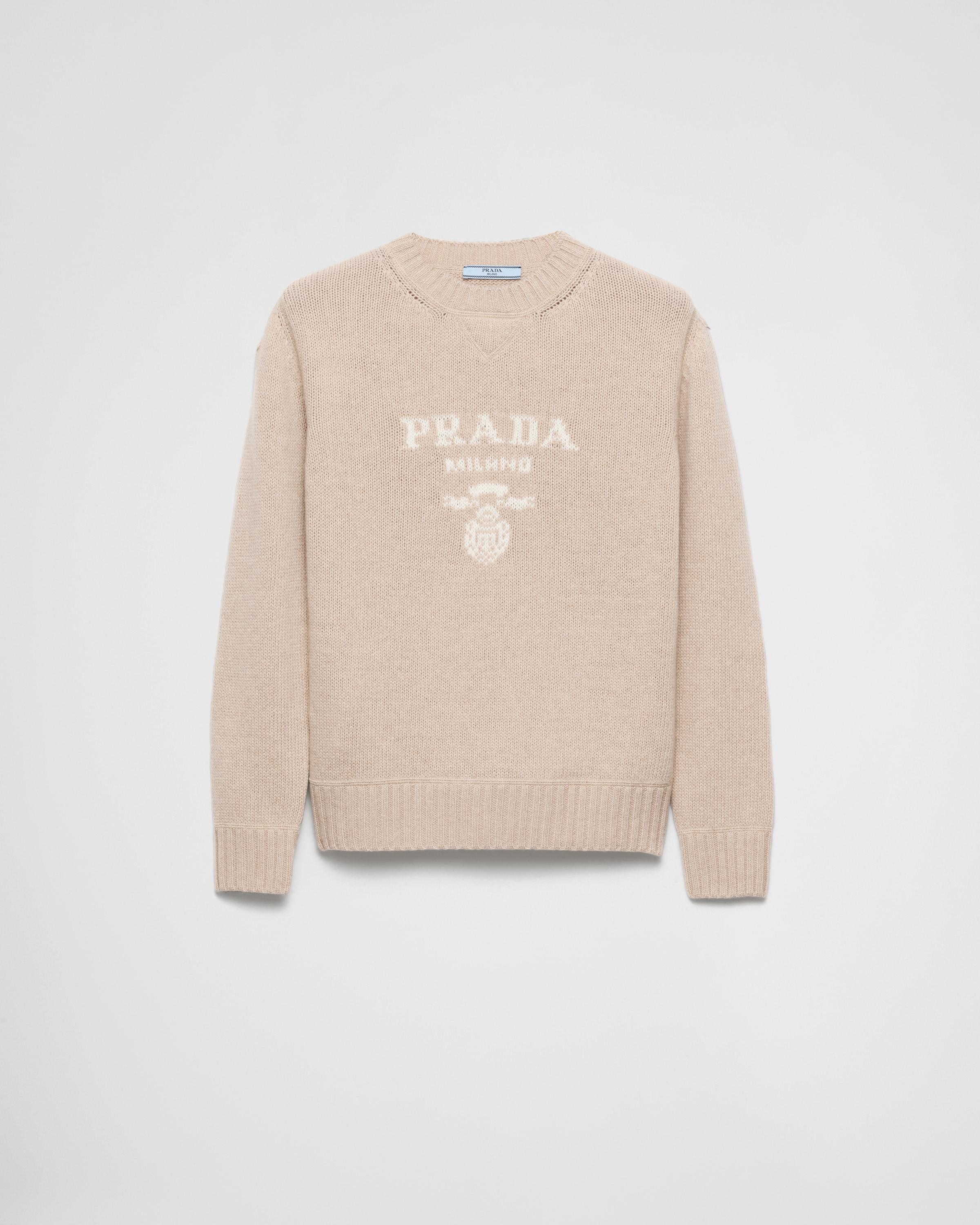 Cashmere and wool Prada logo crew-neck sweater Product Image