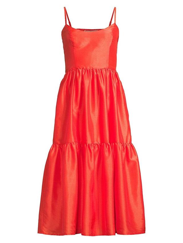 Womens Tommy Taffeta Tiered Midi-Dress Product Image