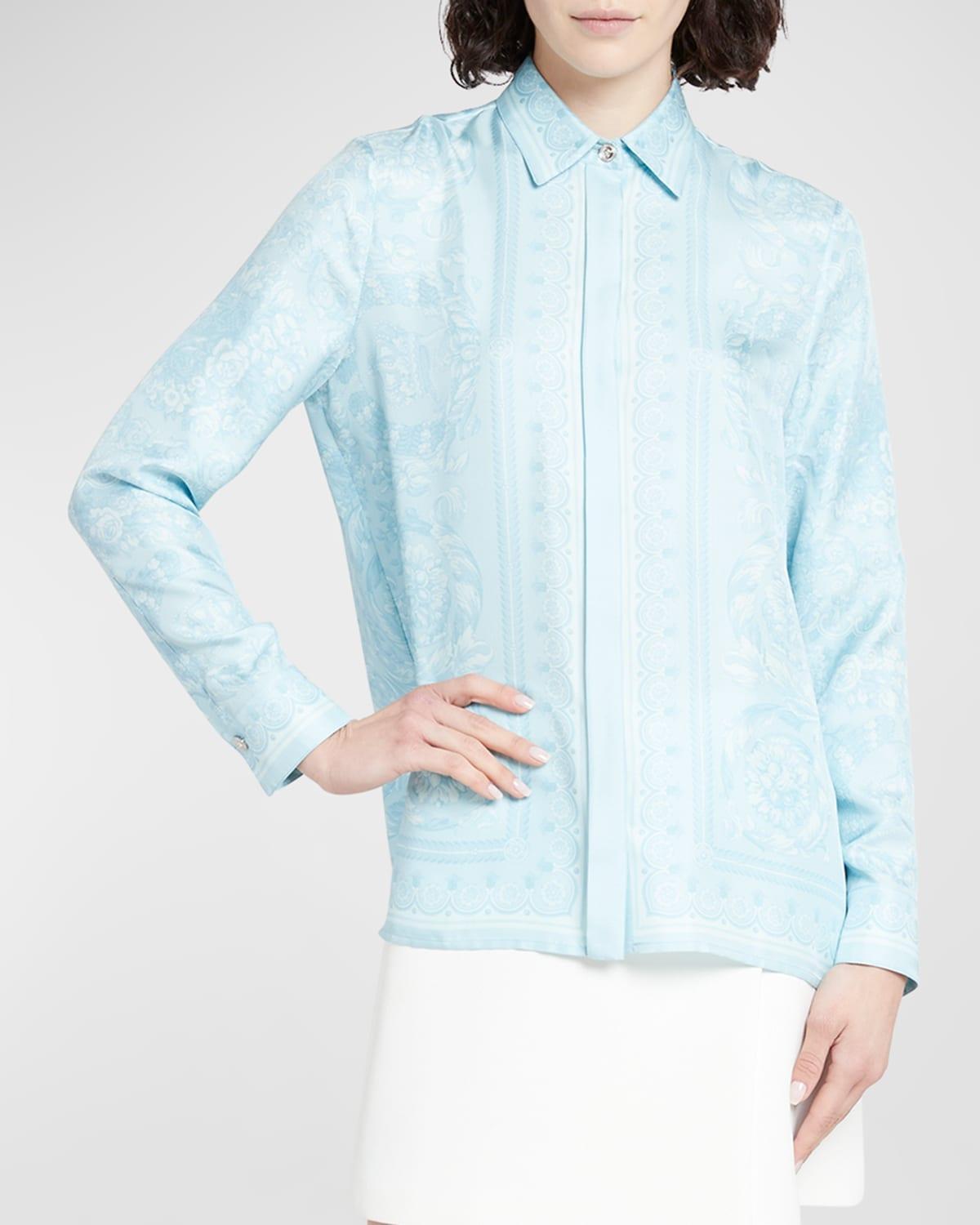 Womens Baroque Print Silk Twill Shirt Product Image