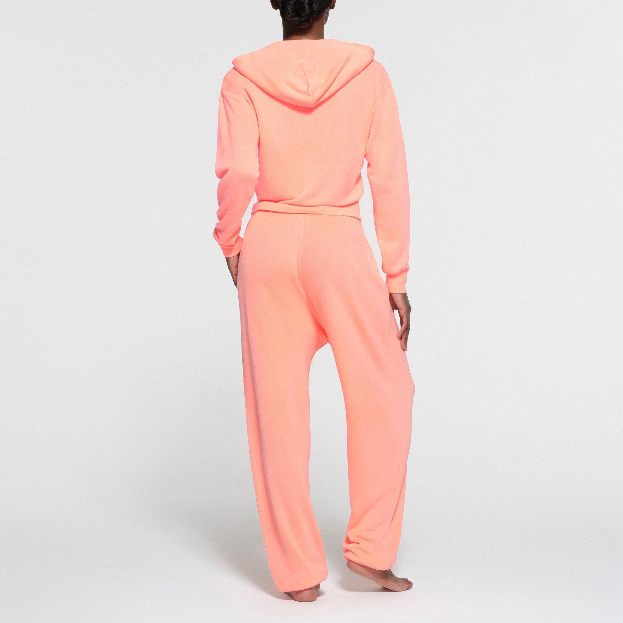 MODAL FRENCH TERRY CLASSIC ZIP UP HOODIE | NEON ORANGE Product Image