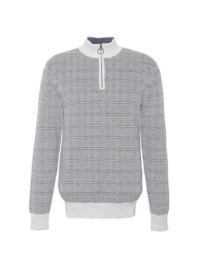 Barbour Mitford Diamond Jacquard Half-Zip Cotton Sweater Product Image