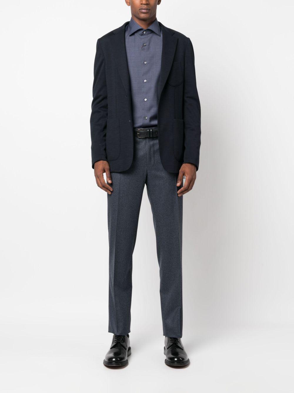 CANALI Straight-leg Wool Trousers In Navy Blue Product Image