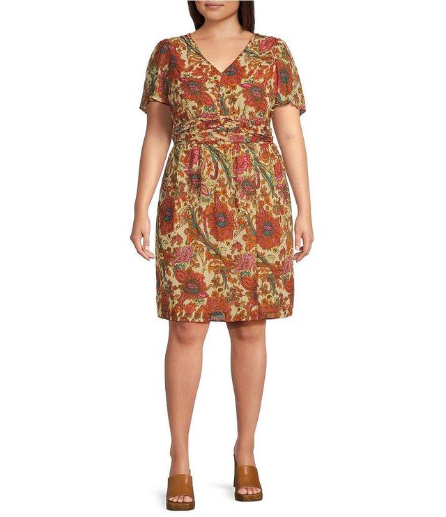 Jessica Simpson Plus Size Vilma Printed Short Sleeve Dress Product Image