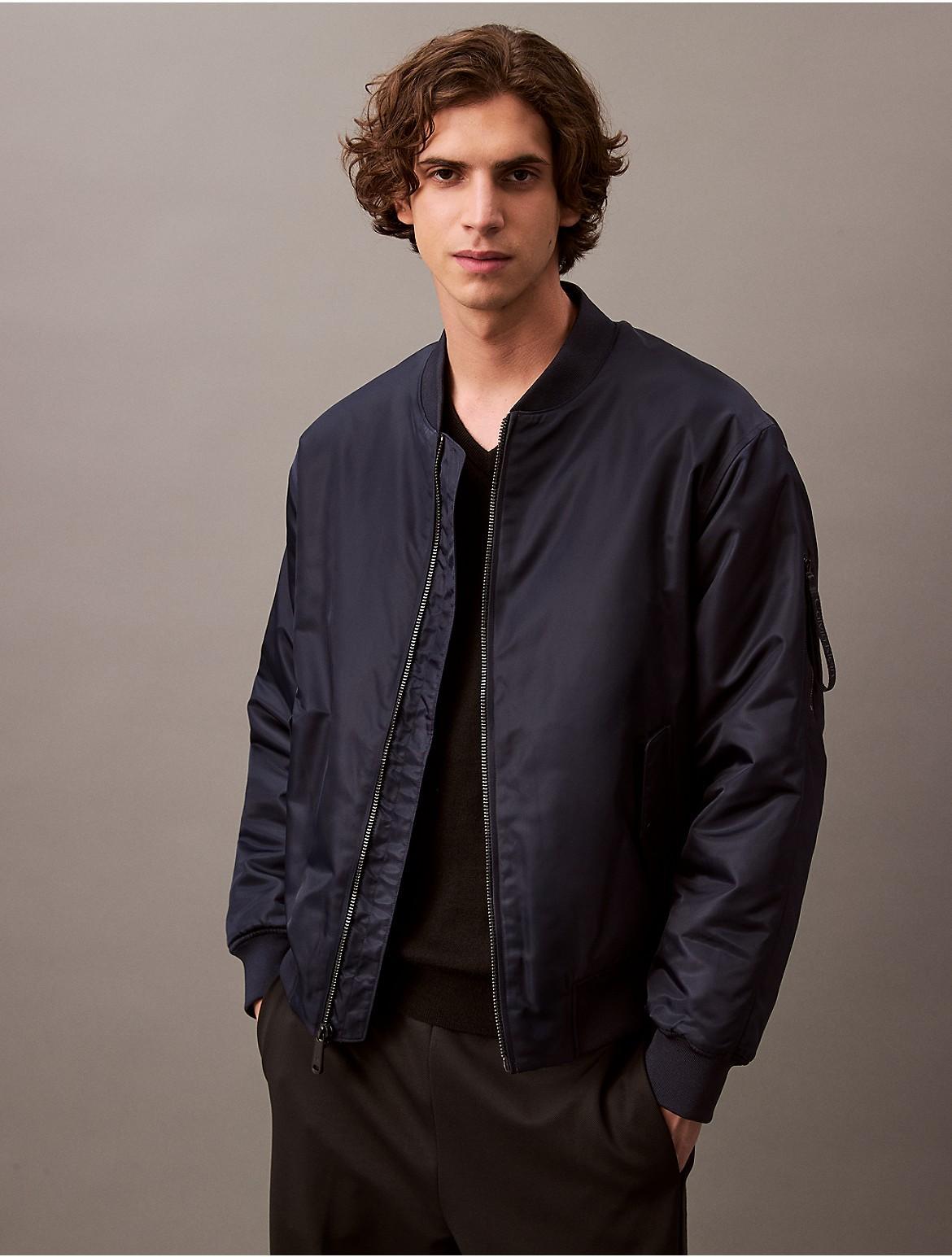 Calvin Klein Mens Twill Nylon Bomber Jacket - Blue - S Product Image