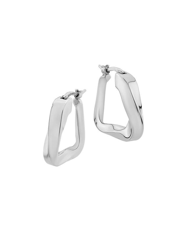 Bottega Veneta Sterling Silver Twist Triangle Hoop Earrings Product Image