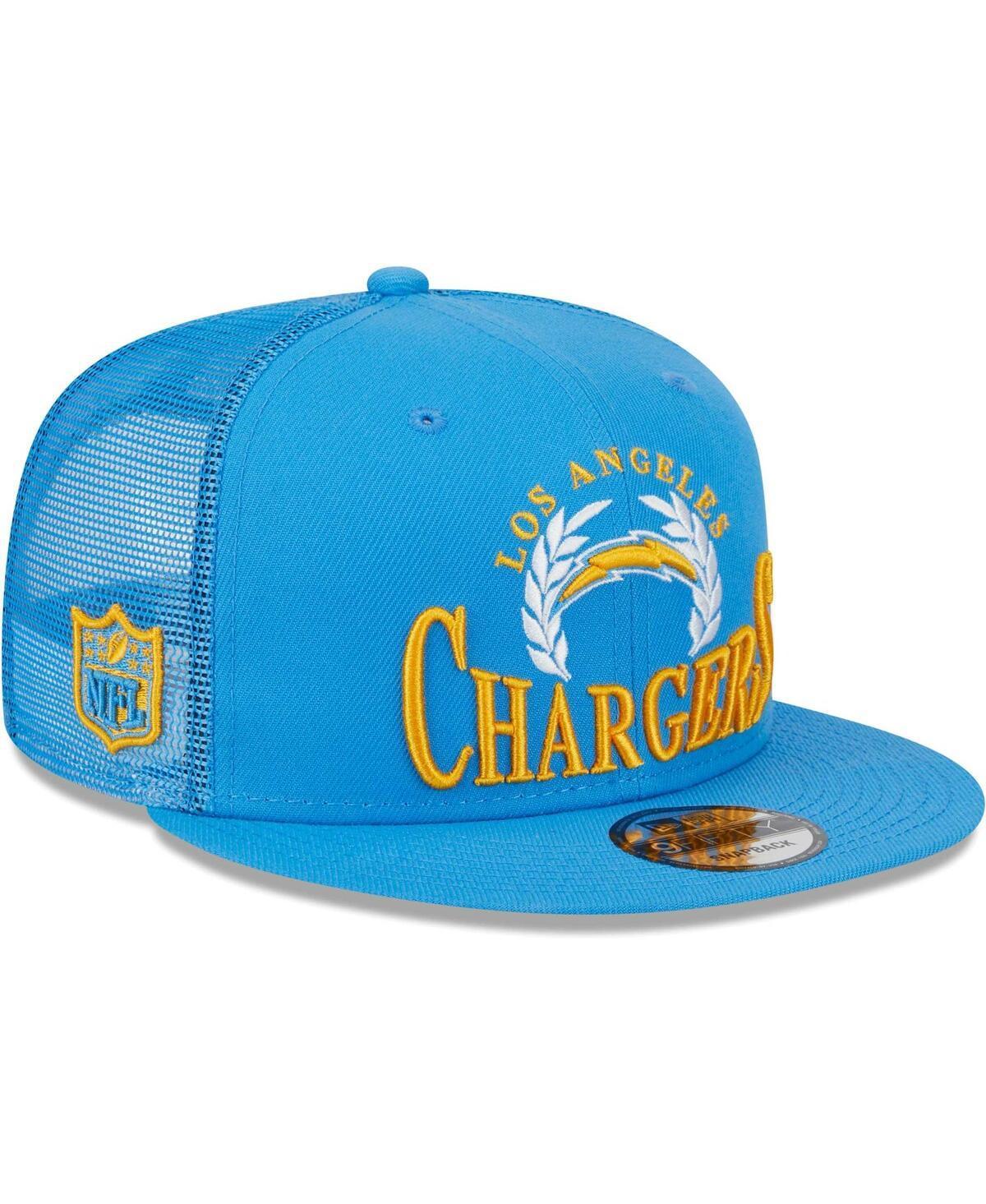 Mens New Era Powder Blue Los Angeles Chargers Collegiate Trucker 9FIFTY Snapback Hat Product Image