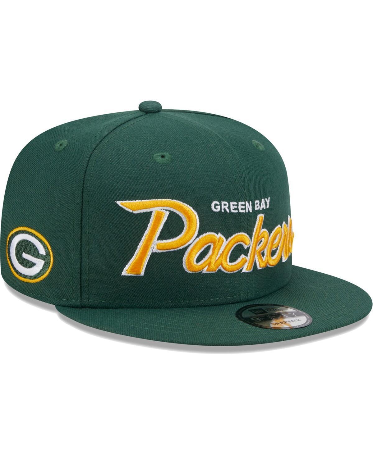 Mens New Era Green Green Bay Packers Main Script 9FIFTY Snapback Hat Product Image