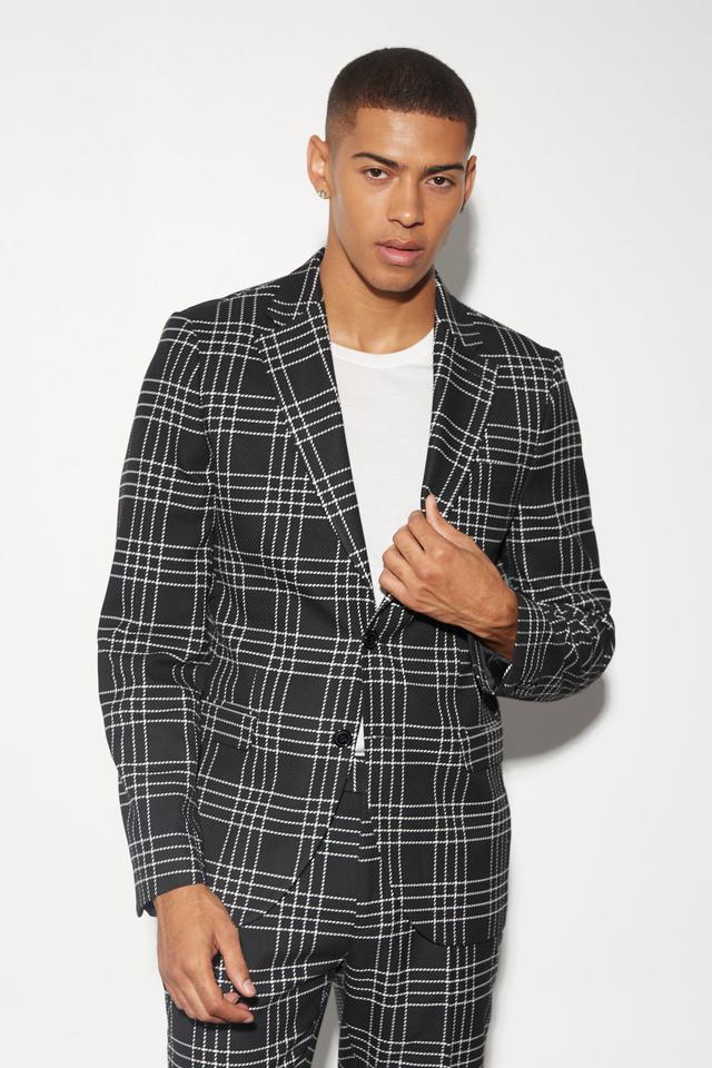 Slim Plaid Suit Jacket | boohooMAN USA Product Image