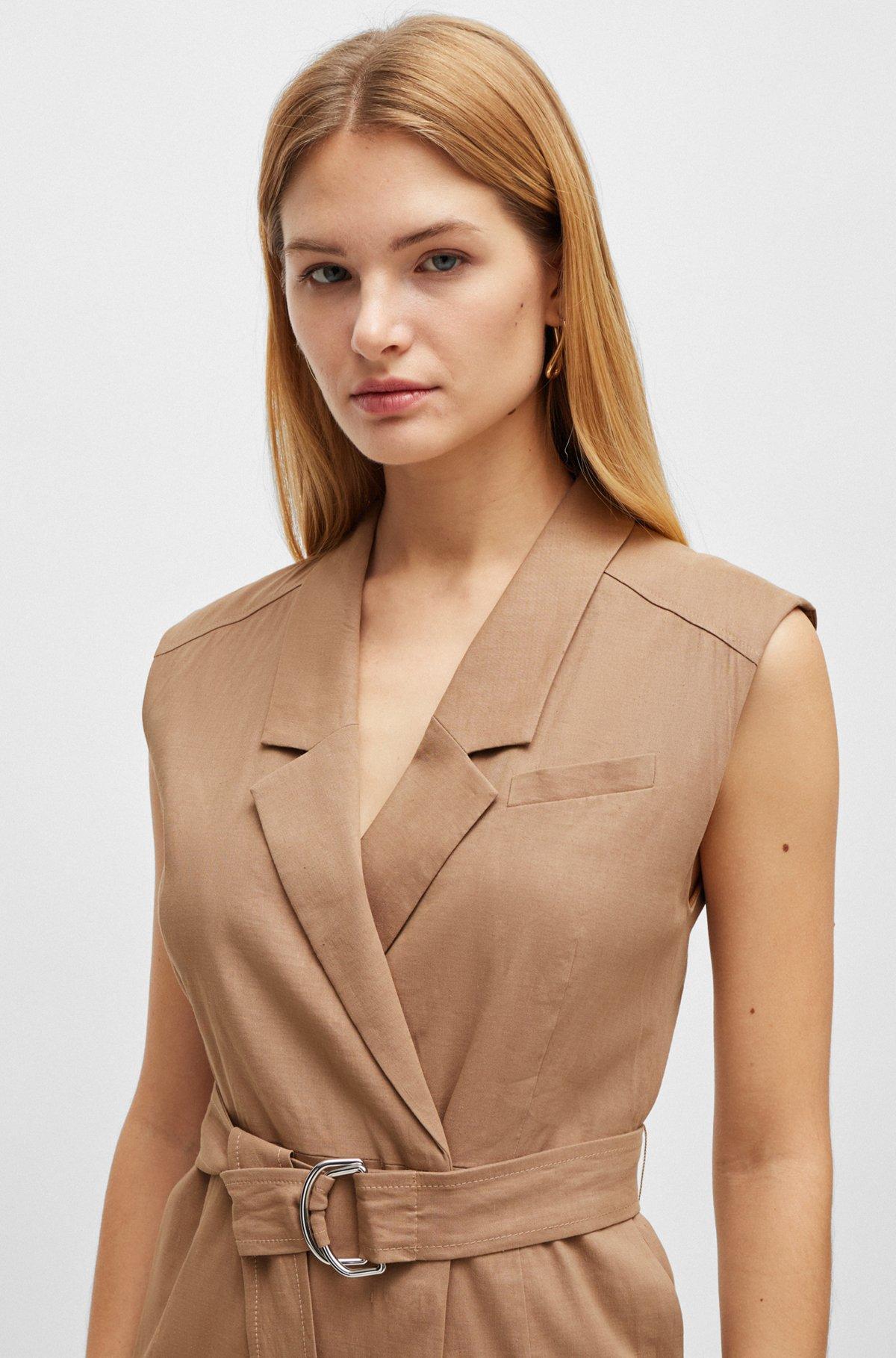 Belted wrap dress in a linen blend Product Image