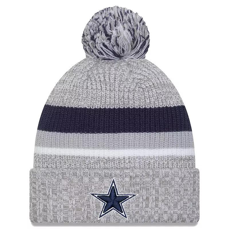 Mens New Era Heather Gray Dallas Cowboys Cuffed Knit Hat with Pom Product Image