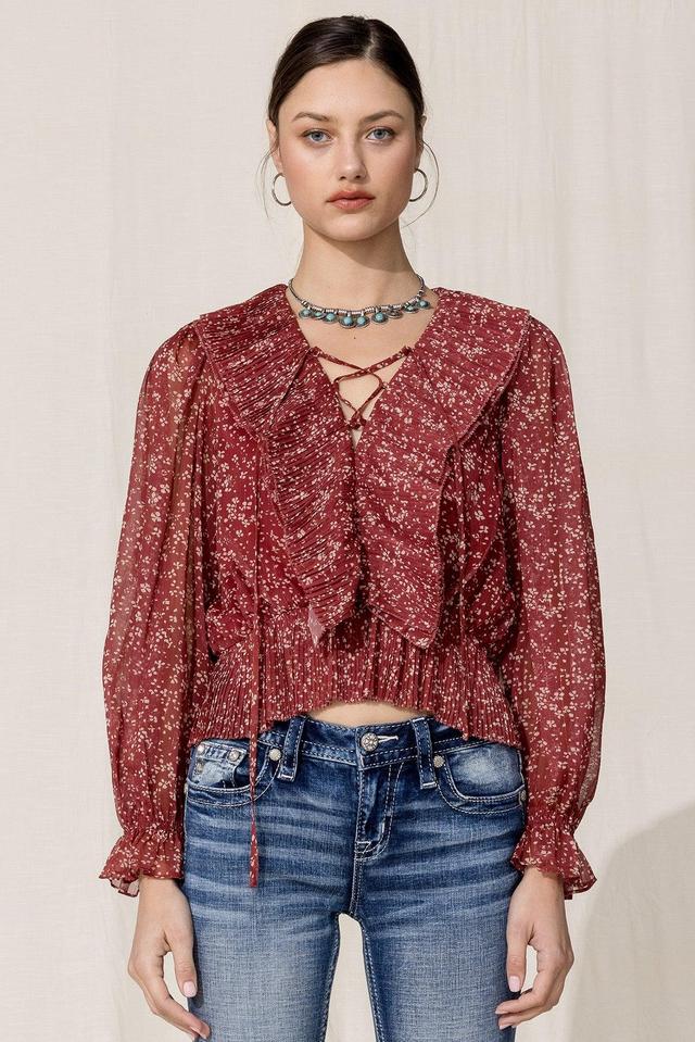 Ruffle Floral Print Blouse Product Image