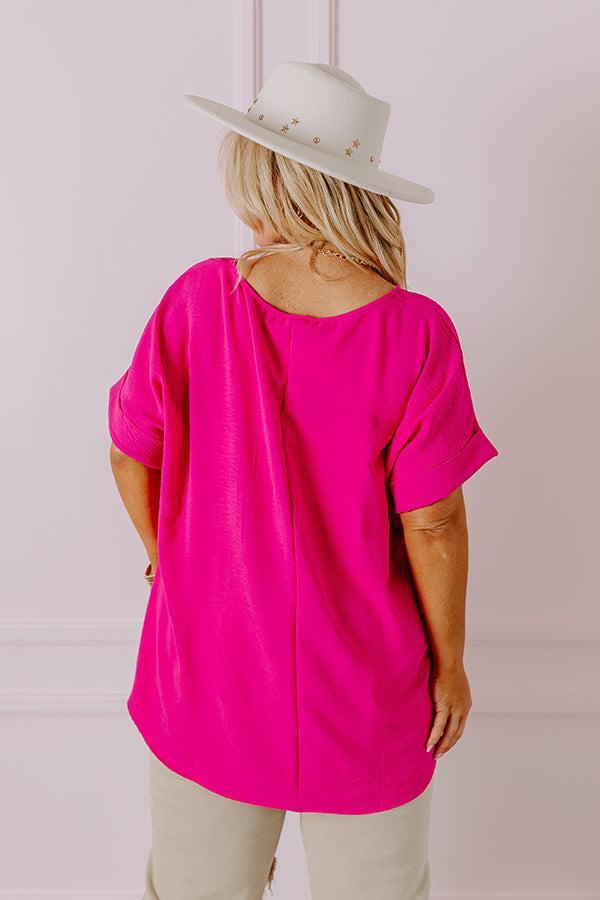 Champagne And Peonies Shift Top In Hot Pink Curves Product Image