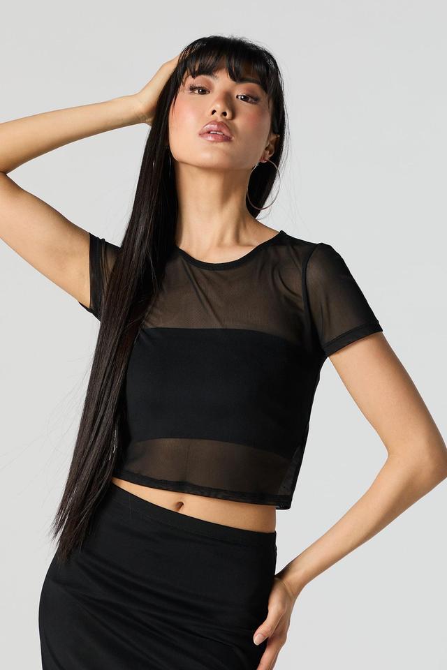 Mesh Cropped T-Shirt Female Product Image