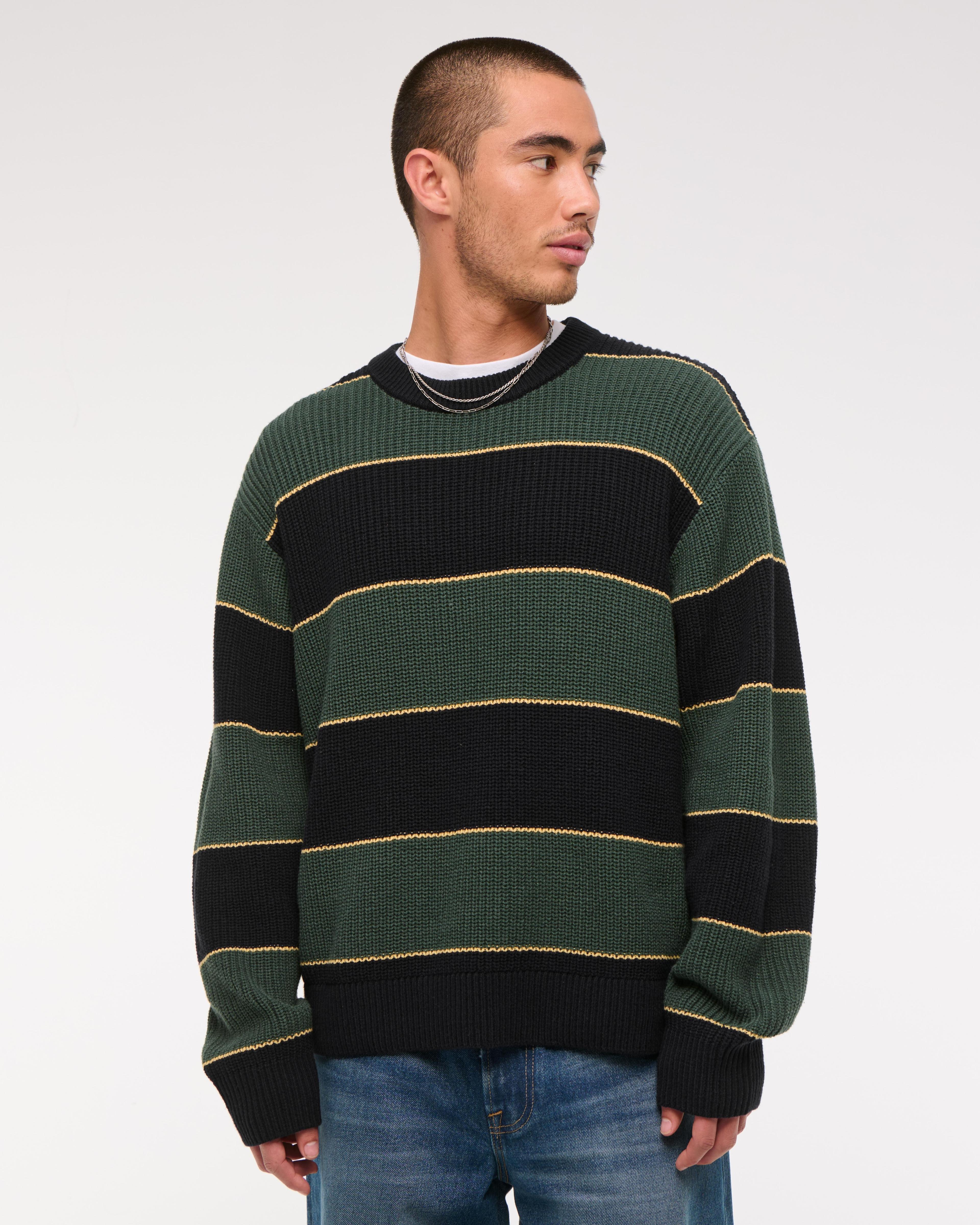 Oversized Striped Crew Sweater Product Image