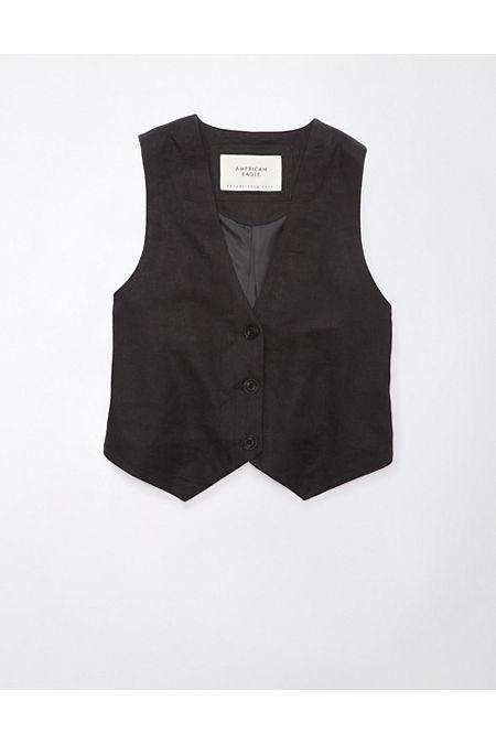 AE Linen-Blend Waistcoat Vest Womens Product Image