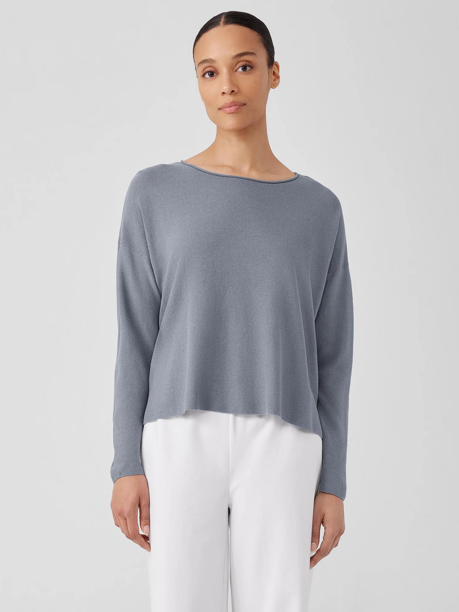 EILEEN FISHER Organic Linen Cotton Jewel Neck Box-Topfemale Product Image