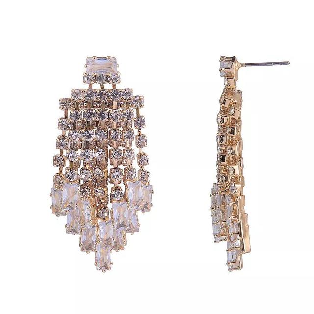 Emberly Gold Tone Stone Chandelier Earrings, Womens, Clear Product Image