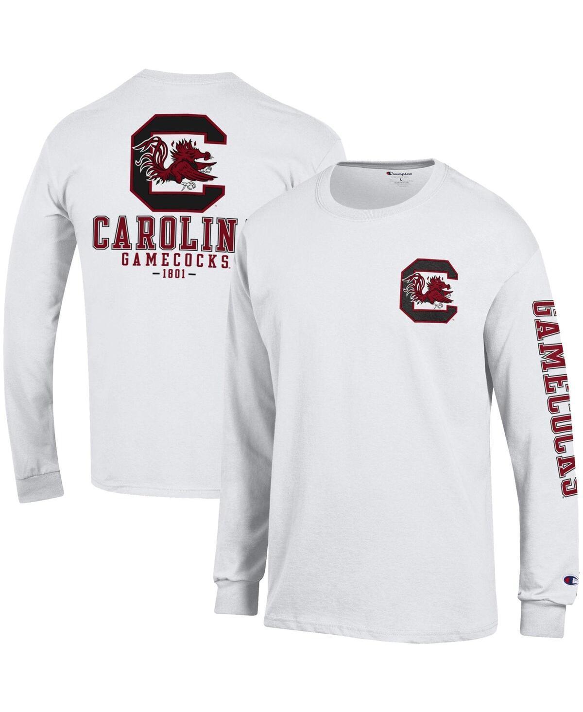 Mens Champion White South Carolina Gamecocks Team Stack 3-Hit Long Sleeve T-shirt Product Image