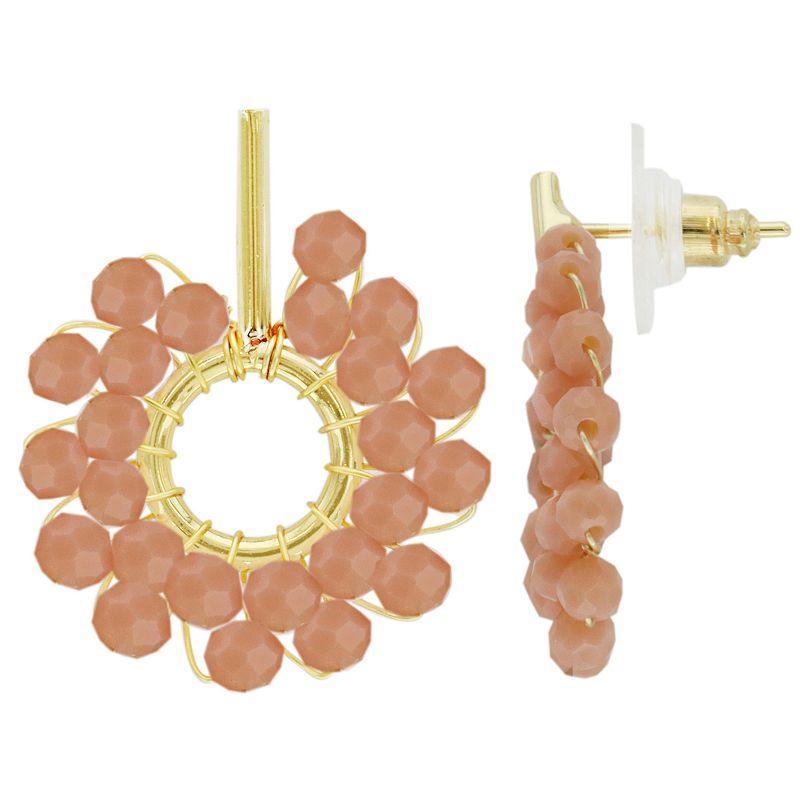 PANNEE BY PANACEA Gold Tone Crystal Bead Open Circle Drop Earrings, Womens, Pink Product Image