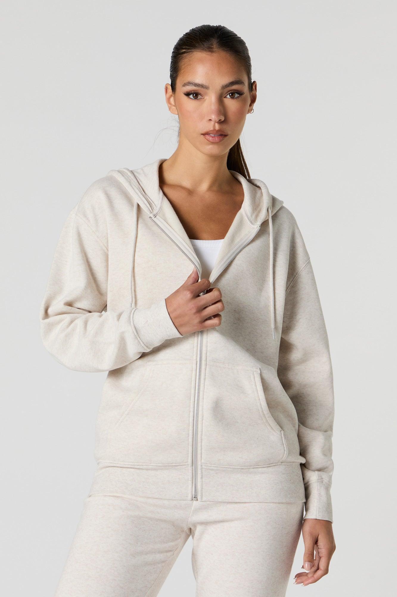 Soft Fleece Oversized Zip-Up Hoodie Female Product Image