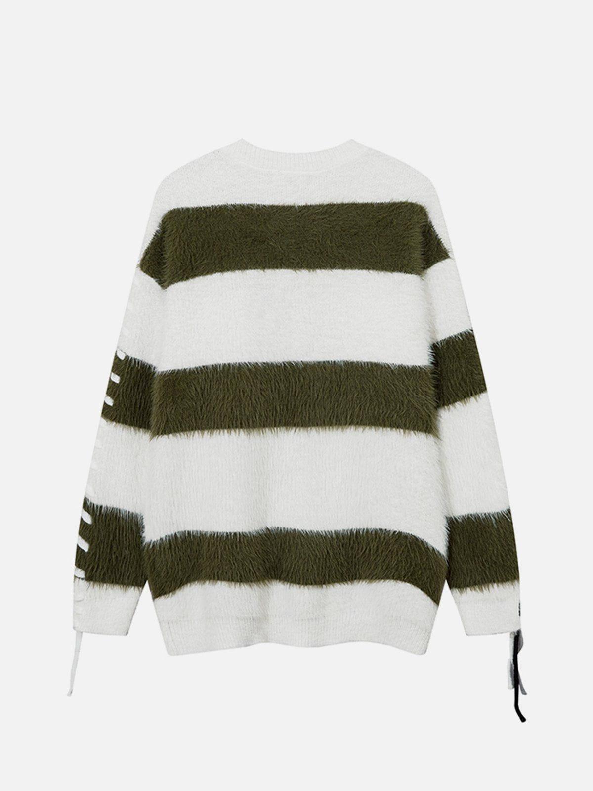 Aelfric Eden Cute Rabbit Stripe Drawstring Mohair Sweater Product Image