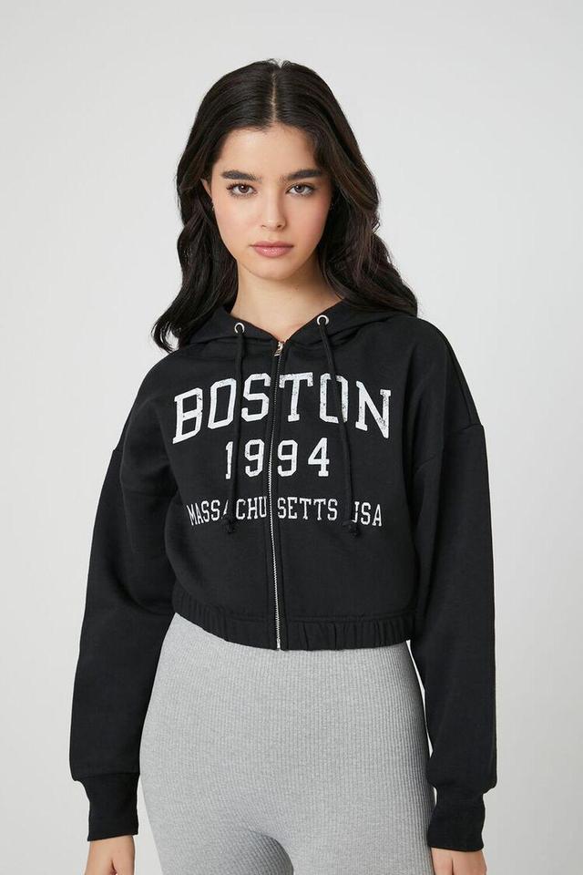 Fleece Boston Zip-Up Hoodie | Forever 21 Product Image