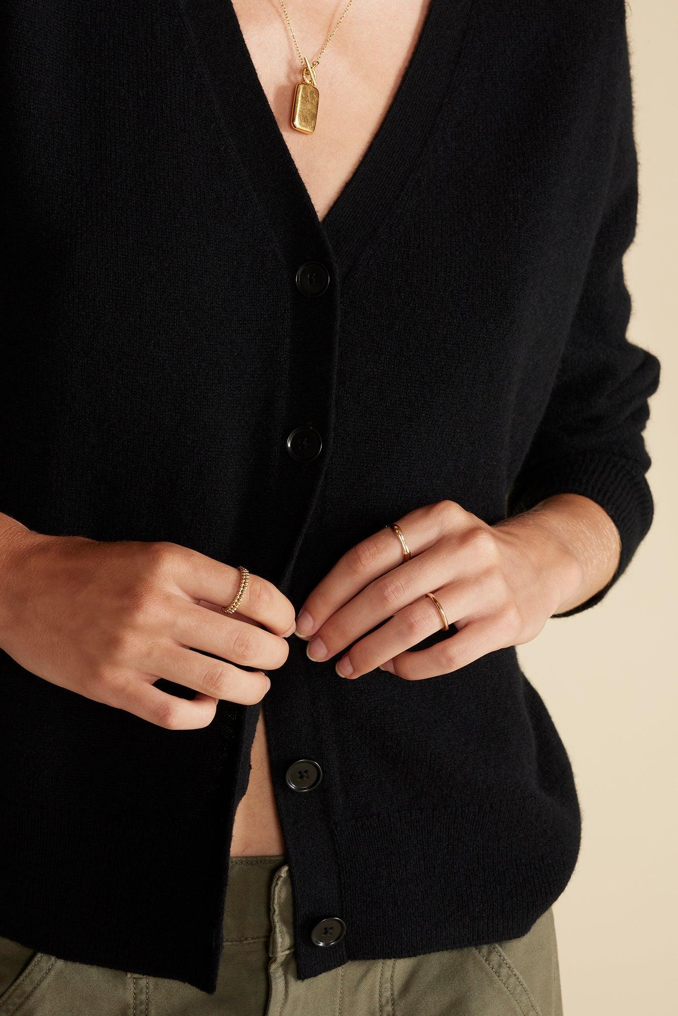 Mason Cashmere Cardigan - Black Product Image