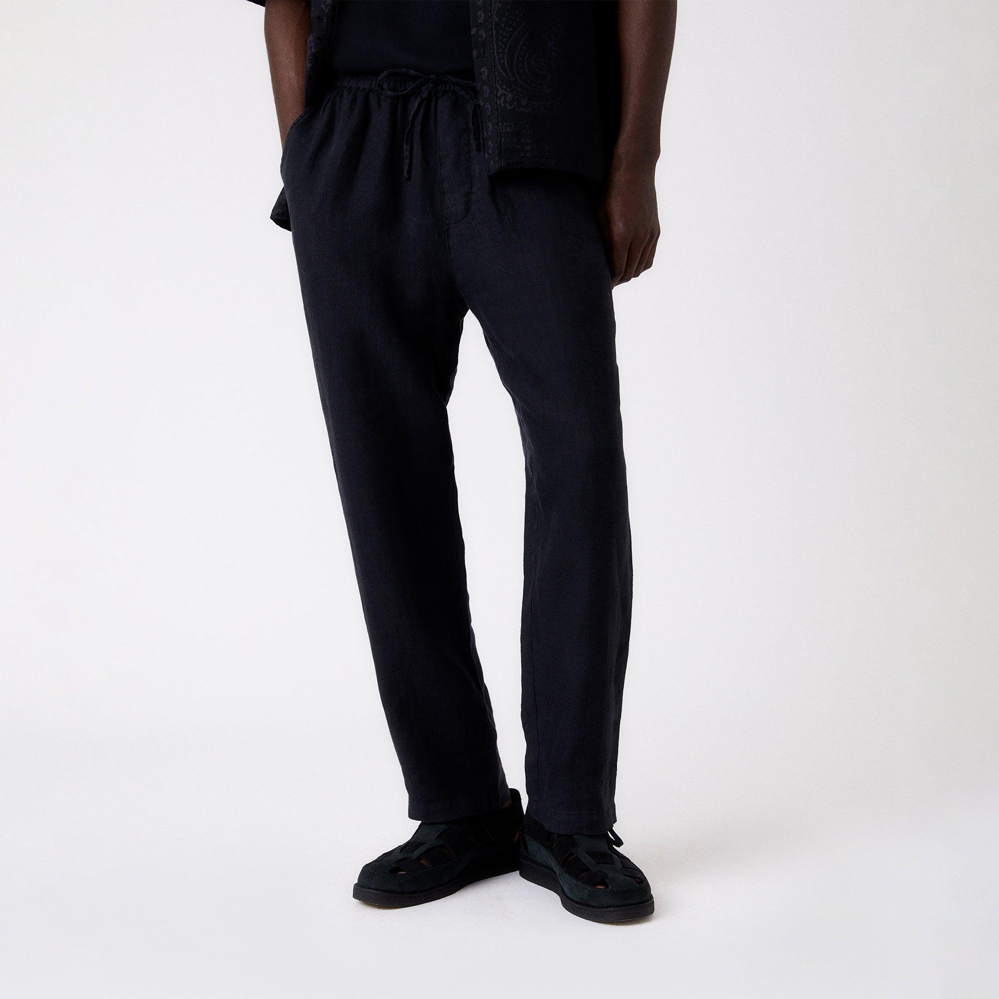 &Kin Herringbone Linen Barrow Pant - Black Male Product Image