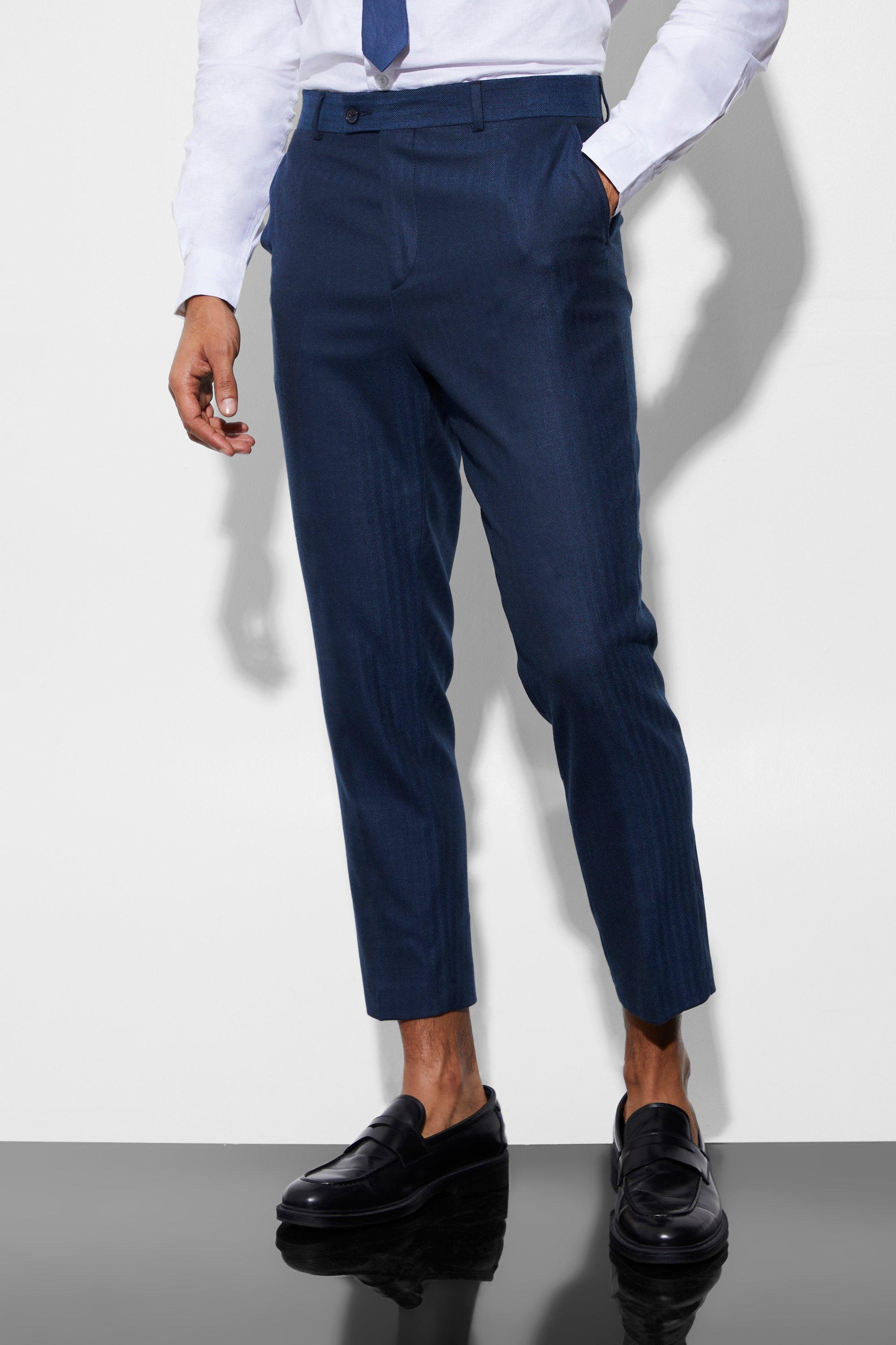 Tapered Herringbone Suit Pants | boohooMAN USA Product Image