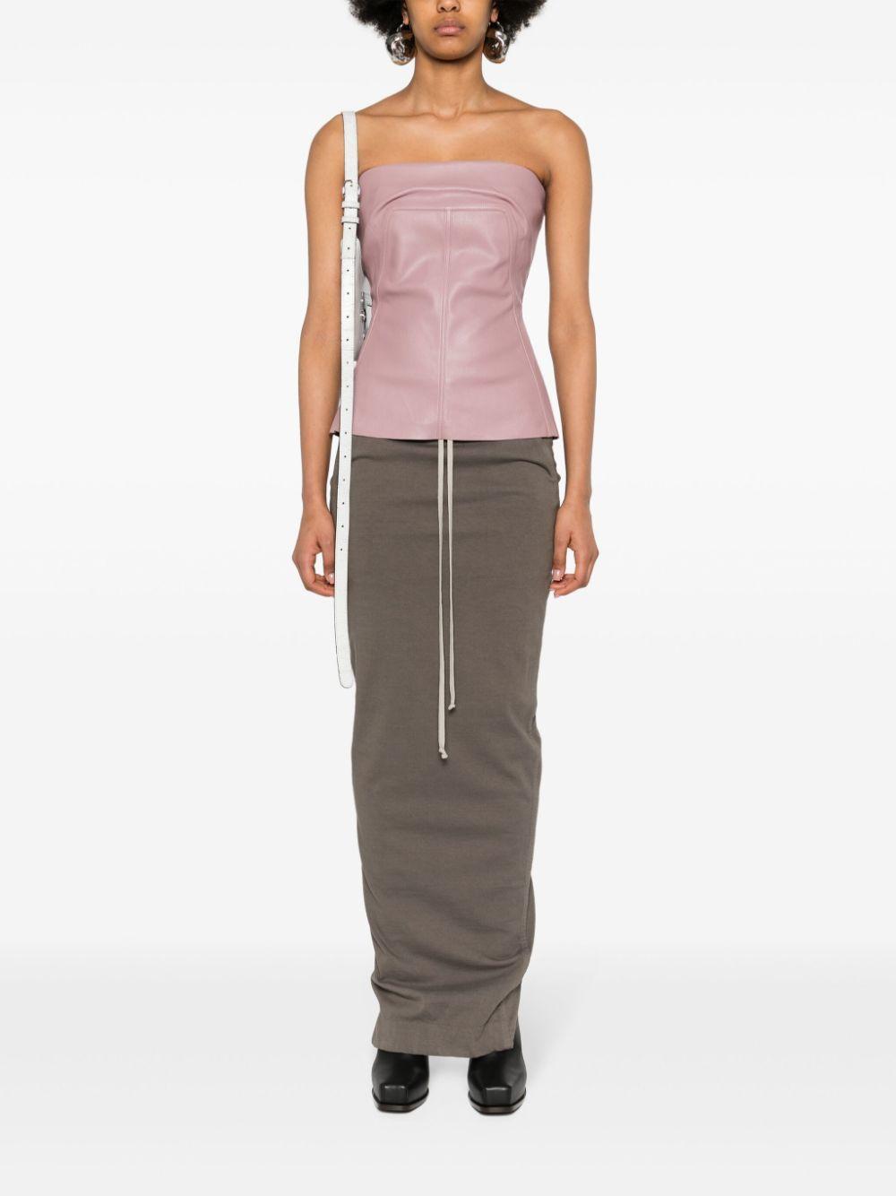 RICK OWENS Leather Bustier Top In Rose Product Image