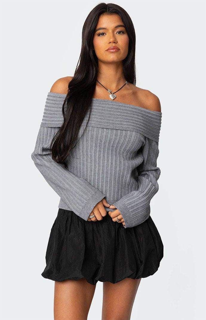 Edikted Women's Brandy Fold Over Ribbed Sweater product image