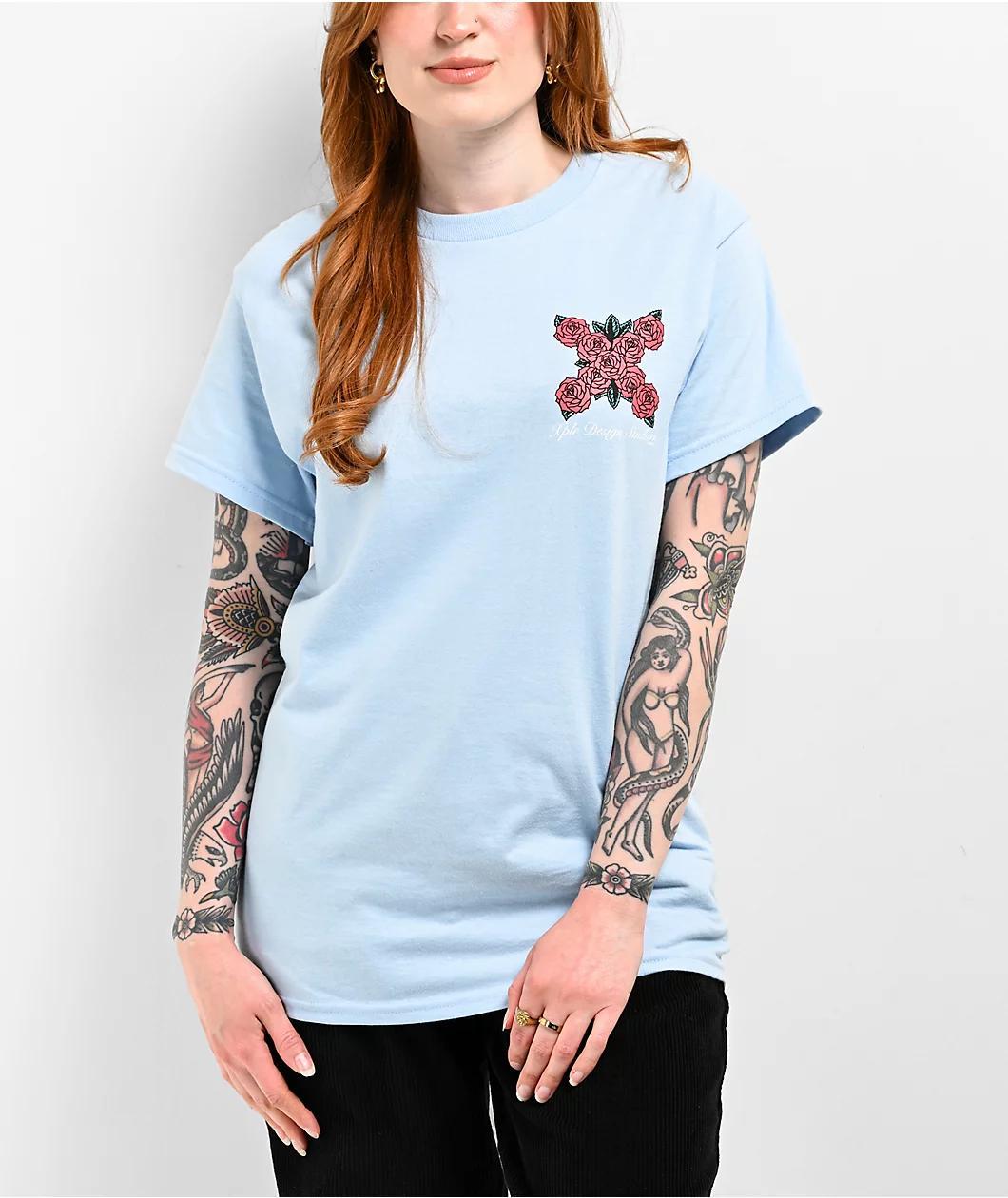 XPLR Roses Logo Light Blue T-Shirt Product Image