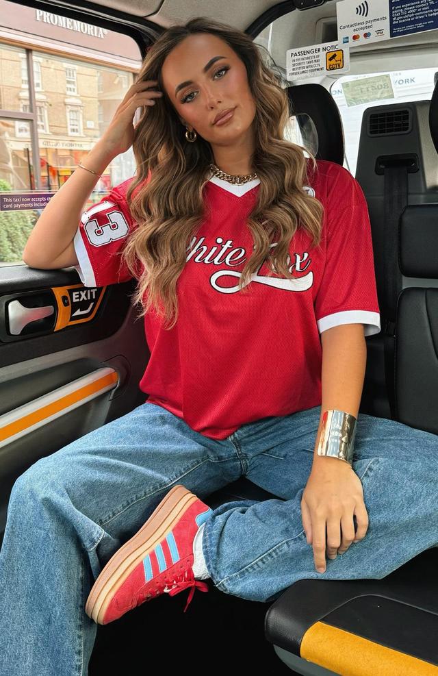 Hit A Home Run Oversized Jersey Red Product Image