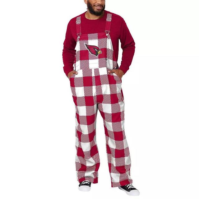 Mens FOCO Cardinal Arizona Cardinals Big Logo Plaid Overalls Product Image