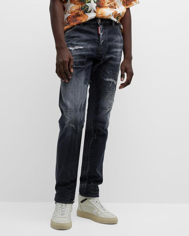 Mens Cool Guy Black Slash Five-Pocket Jeans Product Image