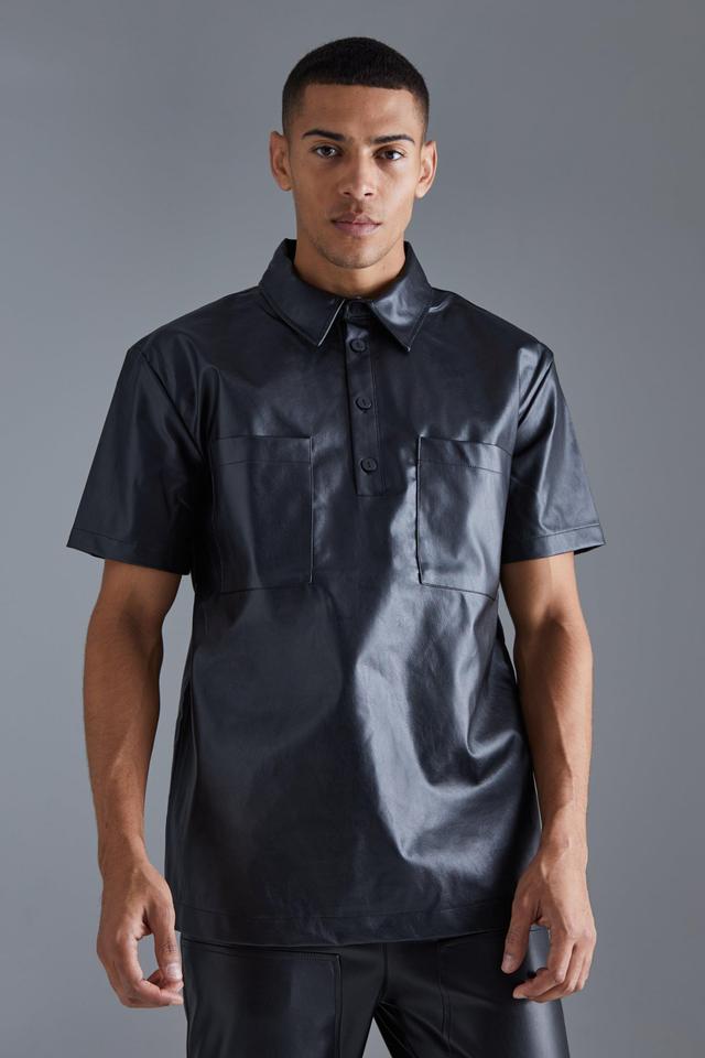 Pu Oversized Overhead Shirt | boohooMAN USA Product Image