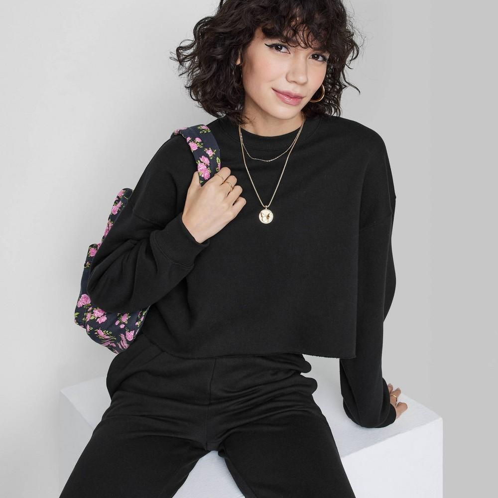 Womens Cropped Sweatshirt - Wild Fable Black XL Product Image