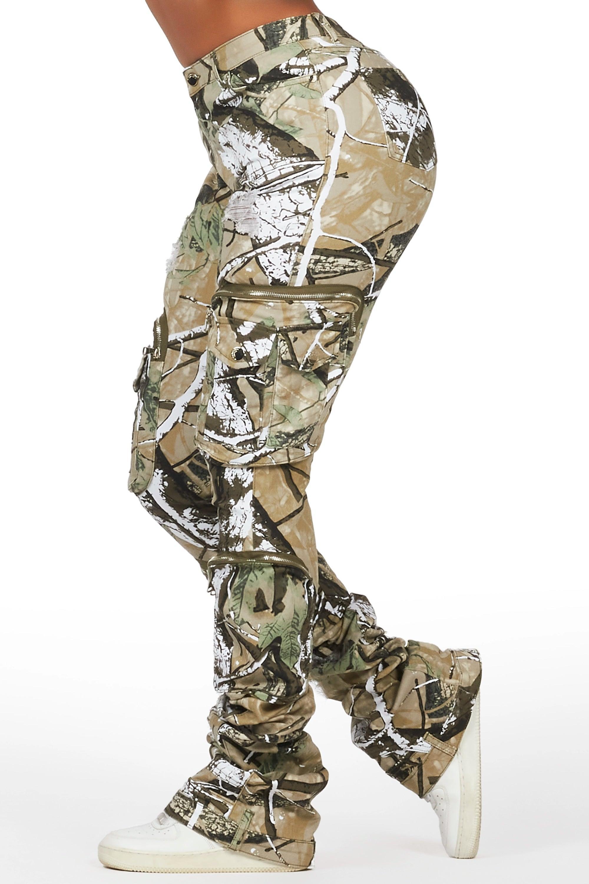 Alisson Tree Camo Cargo Super Stacked Jean Female Product Image