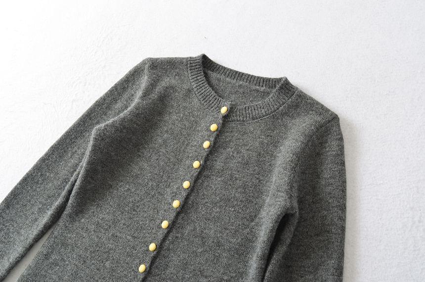 Round Neck Two Tone Cardigan Product Image