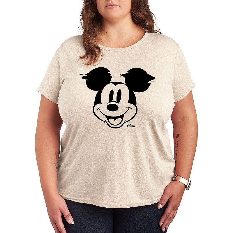 Disneys Mickey Mouse Plus Face Glitch Graphic Tee, Womens Product Image