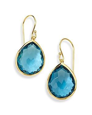 Womens Rock Candy Medium 18K-Green-Gold & Swiss Blue Topaz Teardrop Earrings Product Image