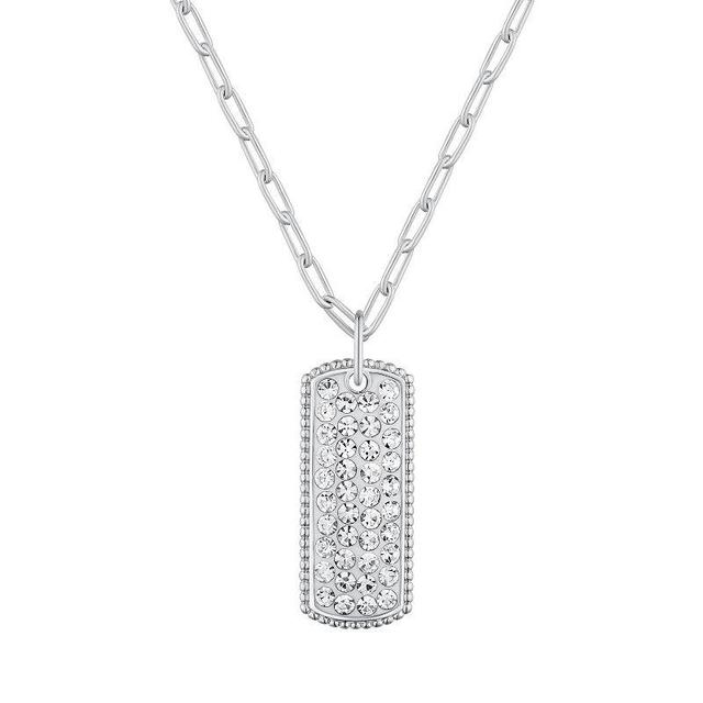 Chrystina Crystal Dog Tag Pendant Necklace, Womens Silver Tone Product Image