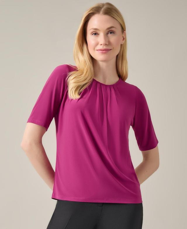 Kasper Womens Crewneck Elbow-Length-Sleeve Blouse Product Image