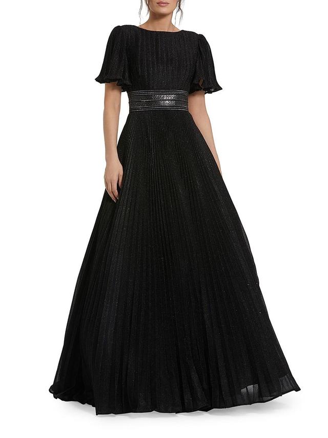 Womens Pleated Georgette Ball Gown Product Image