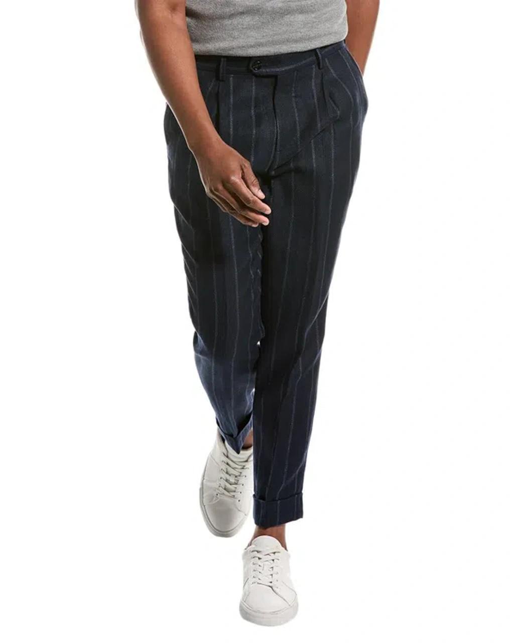 Linen & Wool-blend Pant In Blue Product Image