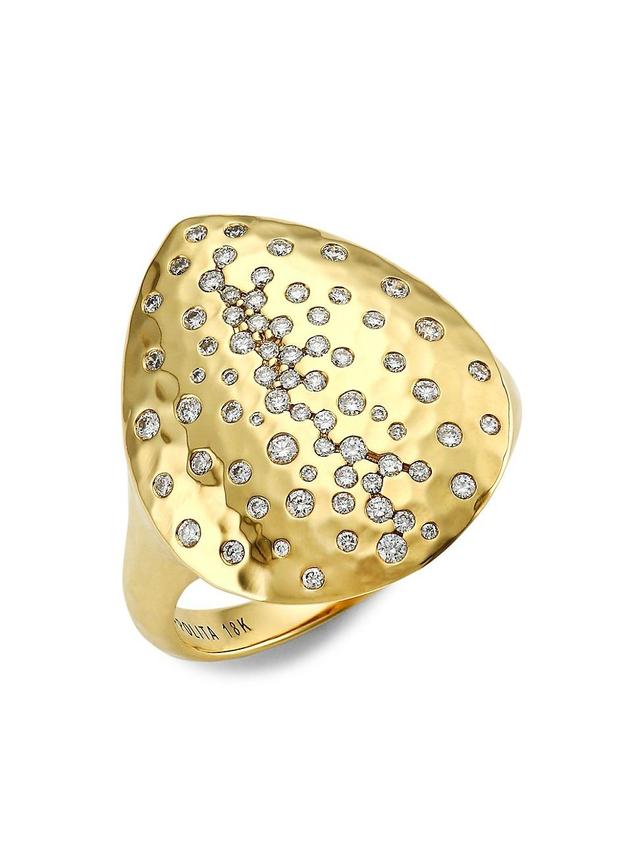 Womens Stardust 18K Yellow Gold & Diamond Crinkle Teardrop Ring Product Image