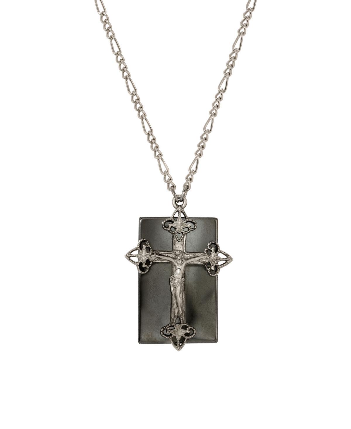 Symbols of Faith Silver Tone Crucifix Pendant Necklace, Womens, Gray Product Image