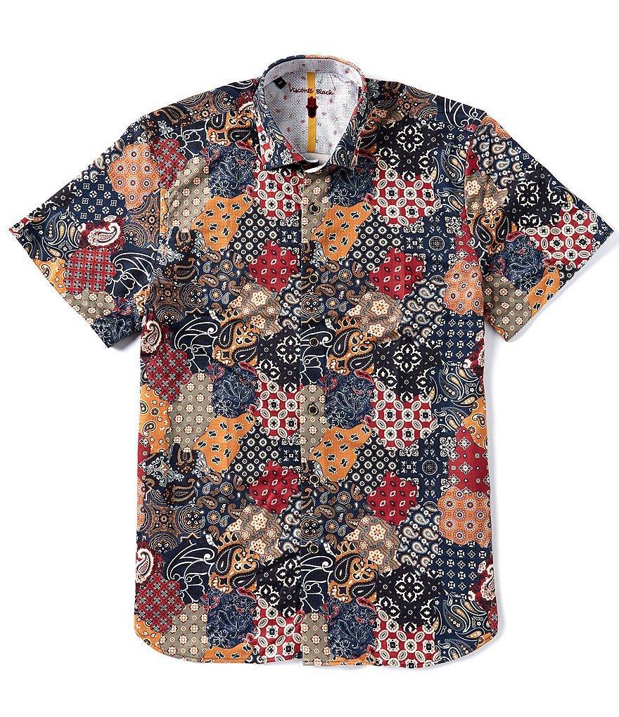 Visconti Stretch Bandana Print Short Sleeve Woven Shirt Product Image