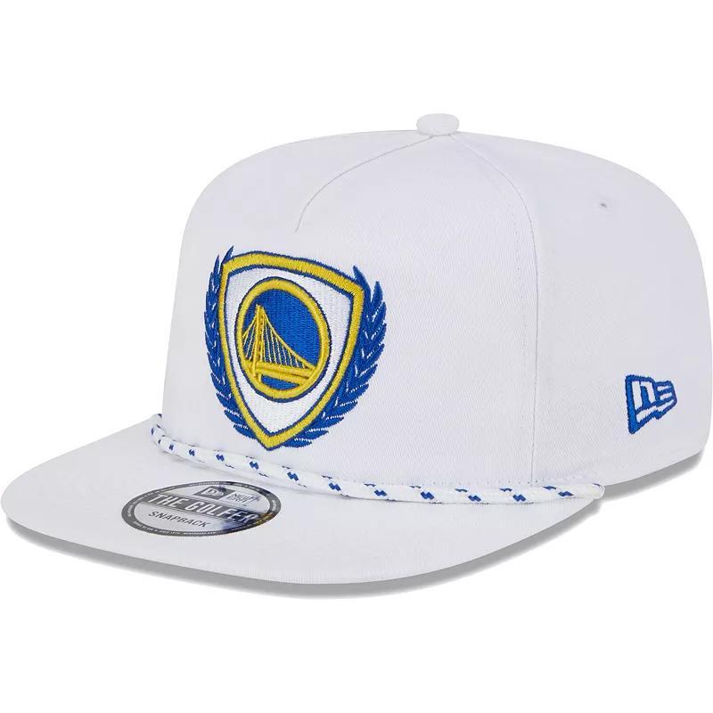 Mens New Era White Golden State Warriors The Golfer Crest Snapback Hat Product Image