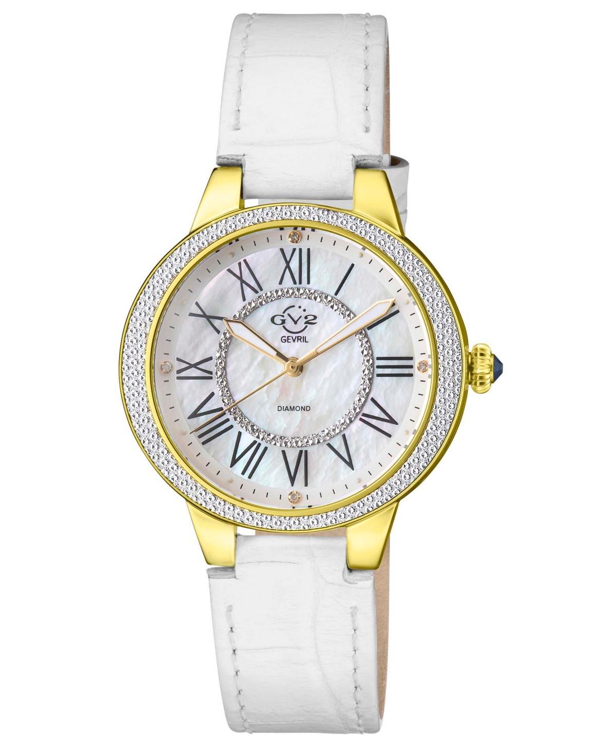 GV2 By Gevril Womens Astor Ii White Leather Watch 38mm - White Product Image